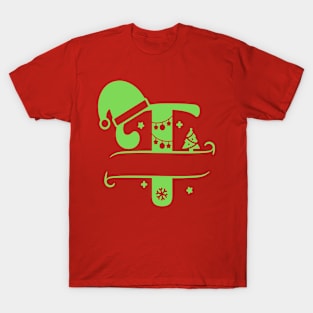 christmas monogram letter t T-Shirt